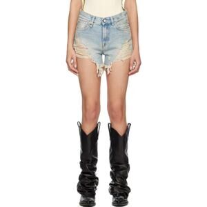 R13 Shredded Distressed Light Wash Denim High Rise 100% Cotton Shorts 29